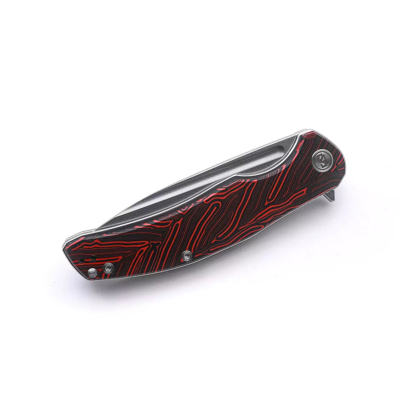 Miguron Knives Velona - 4.22" 14C28N Stonewash Blade, Red GMascus G10 Handle