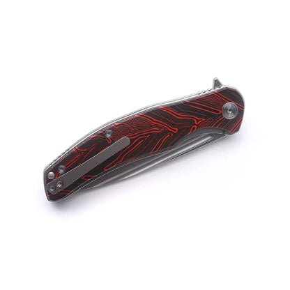 Miguron Knives Velona - 4.22" 14C28N Stonewash Blade, Red GMascus G10 Handle