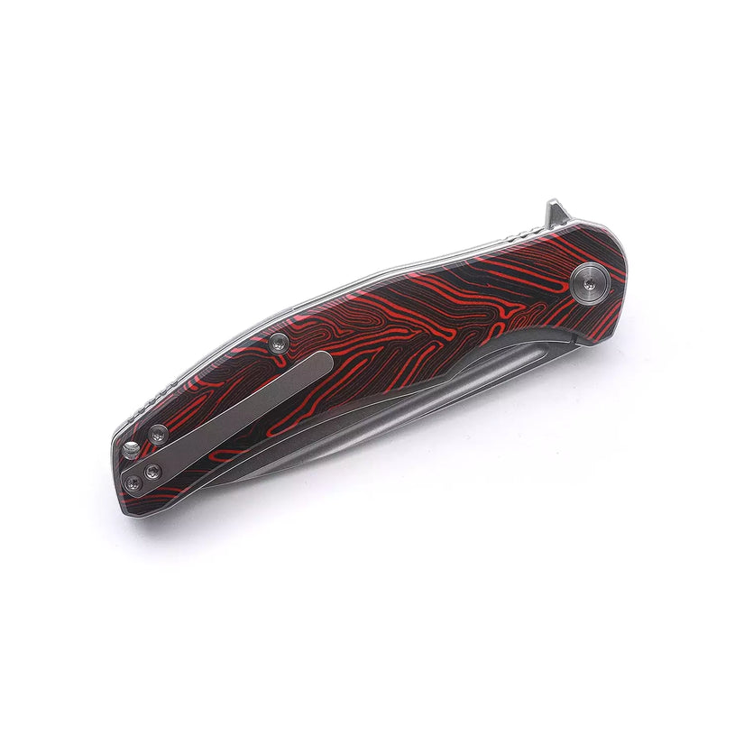 Miguron Knives Velona - 4.22" 14C28N Stonewash Blade, Red GMascus G10 Handle