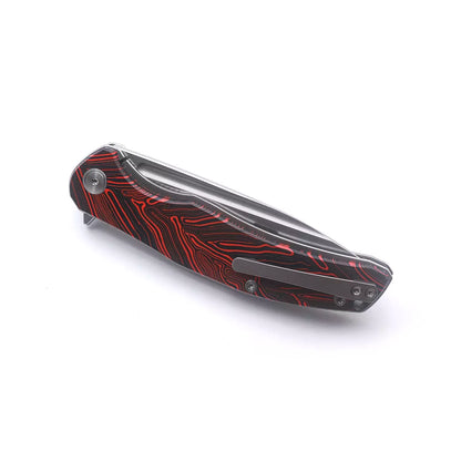 Miguron Knives Velona - 4.22" 14C28N Stonewash Blade, Red GMascus G10 Handle