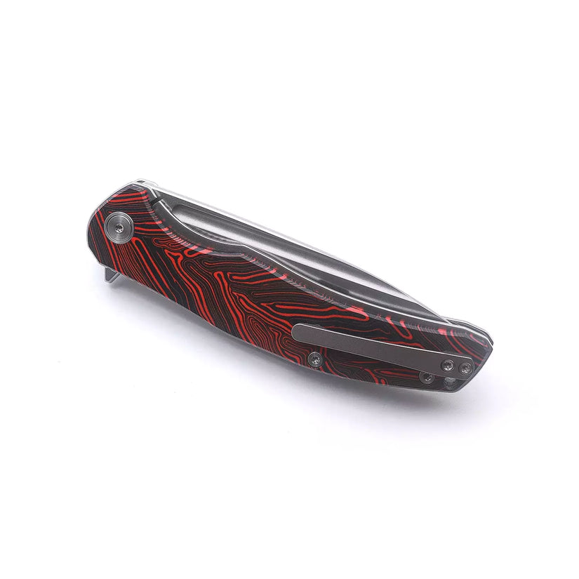 Miguron Knives Velona - 4.22" 14C28N Stonewash Blade, Red GMascus G10 Handle