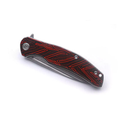 Miguron Knives Velona - 4.22" 14C28N Stonewash Blade, Red GMascus G10 Handle