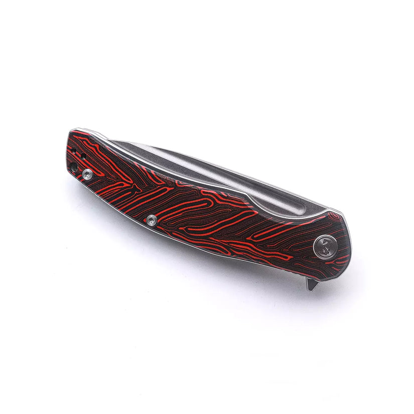 Miguron Knives Velona - 4.22" 14C28N Stonewash Blade, Red GMascus G10 Handle
