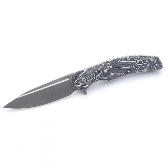 Miguron Knives Velona - 4.22" 14C28N Stonewash Blade, Black GMascus G10 Handle