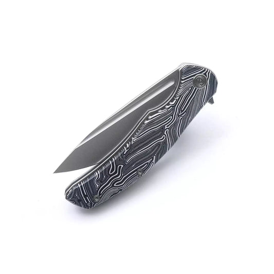 Miguron Knives Velona - 4.22" 14C28N Stonewash Blade, Black GMascus G10 Handle