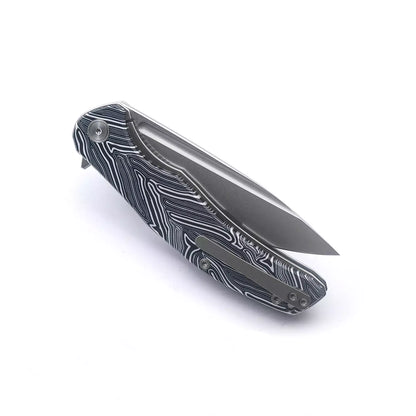 Miguron Knives Velona - 4.22" 14C28N Stonewash Blade, Black GMascus G10 Handle
