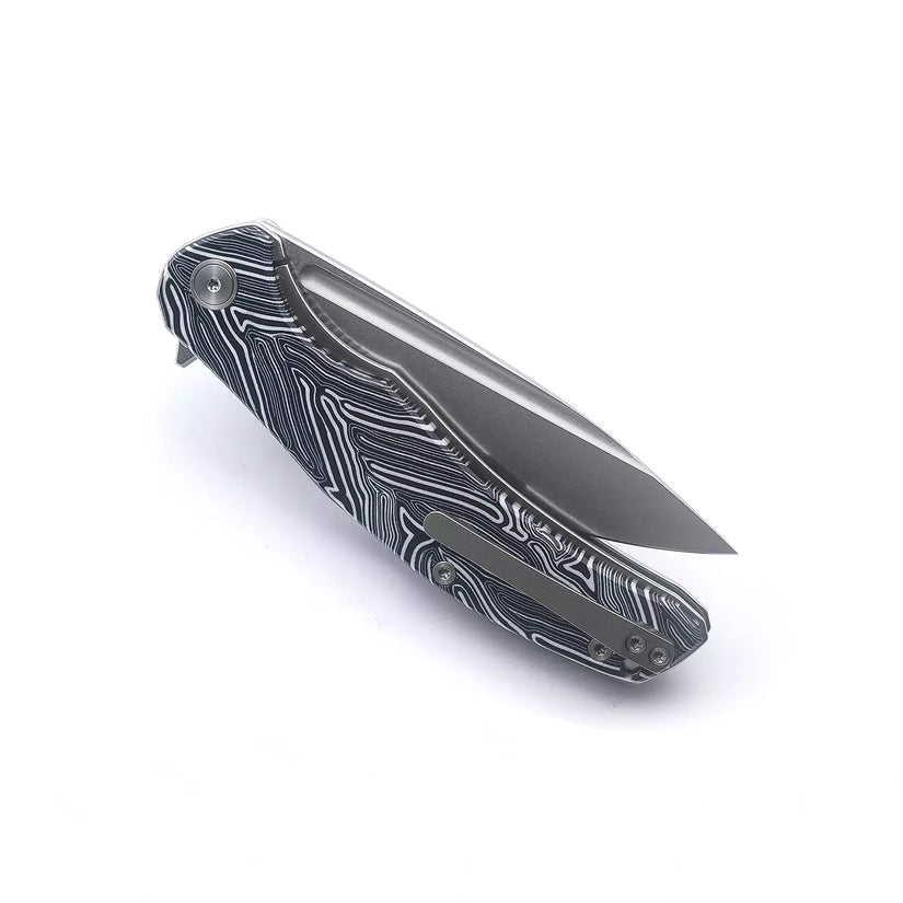 Miguron Knives Velona - 4.22" 14C28N Stonewash Blade, Black GMascus G10 Handle