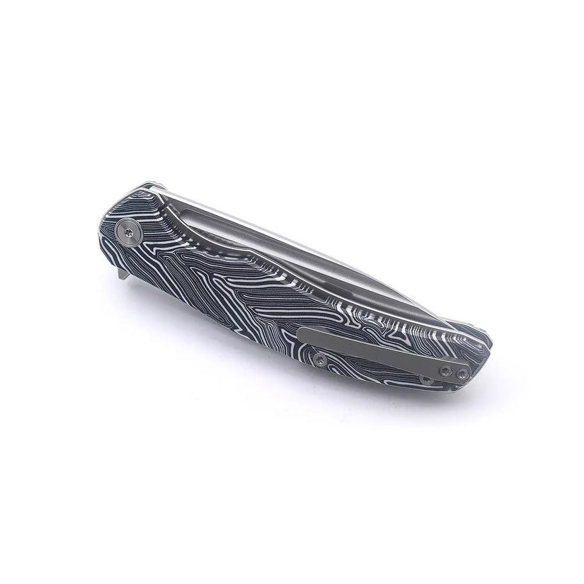 Miguron Knives Velona - 4.22" 14C28N Stonewash Blade, Black GMascus G10 Handle
