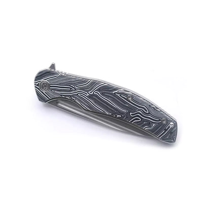Miguron Knives Velona - 4.22" 14C28N Stonewash Blade, Black GMascus G10 Handle