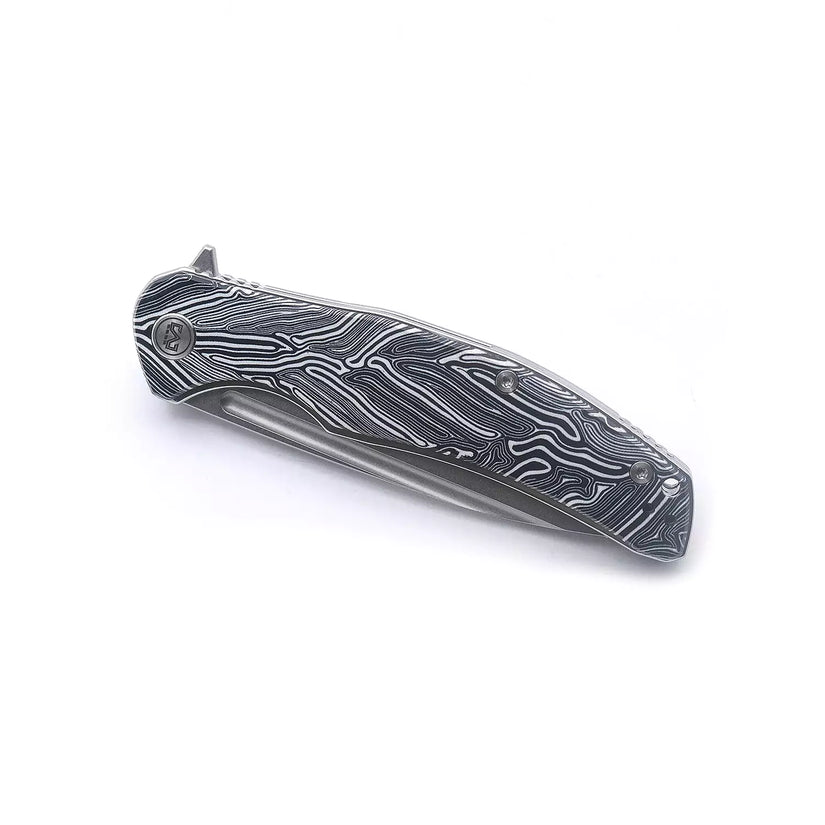 Miguron Knives Velona - 4.22" 14C28N Stonewash Blade, Black GMascus G10 Handle
