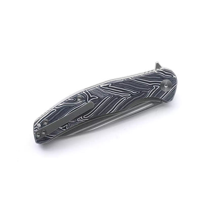 Miguron Knives Velona - 4.22" 14C28N Stonewash Blade, Black GMascus G10 Handle
