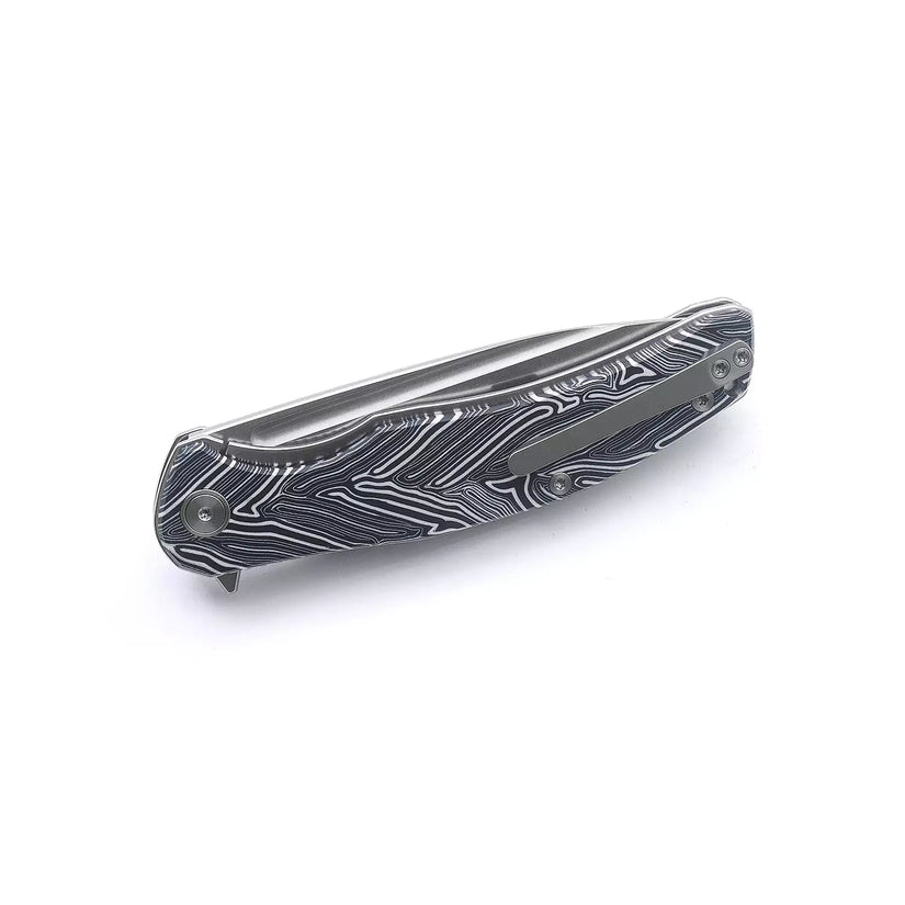 Miguron Knives Velona - 4.22" 14C28N Stonewash Blade, Black GMascus G10 Handle