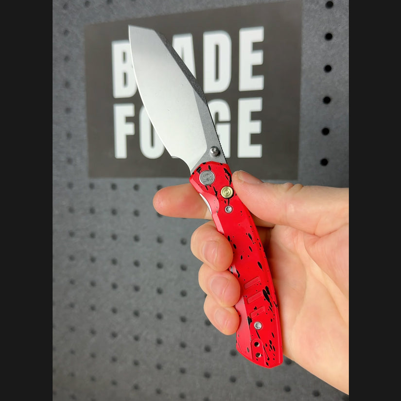 Miguron Karok - 3.4" Stonewashed D2, Red Aluminium Handle