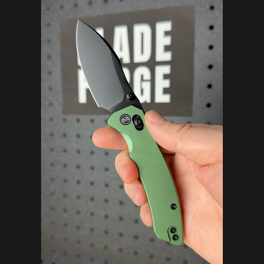 Miguron Norsa - 2.99" D2 Black PVD Blade, Green Aluminium Handle