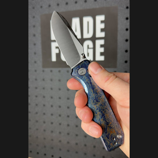 Miguron Vane II - 3.25" M390 Hand Ground Rubbed Satin Blade, Lightning Titanium Handle