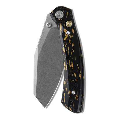 Miguron Karok - 3.4" Stonewashed D2, Black Aluminium Handle