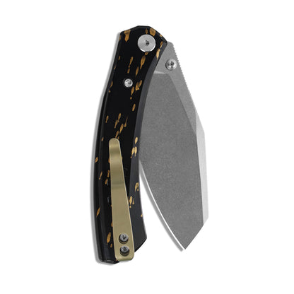 Miguron Karok - 3.4" Stonewashed D2, Black Aluminium Handle