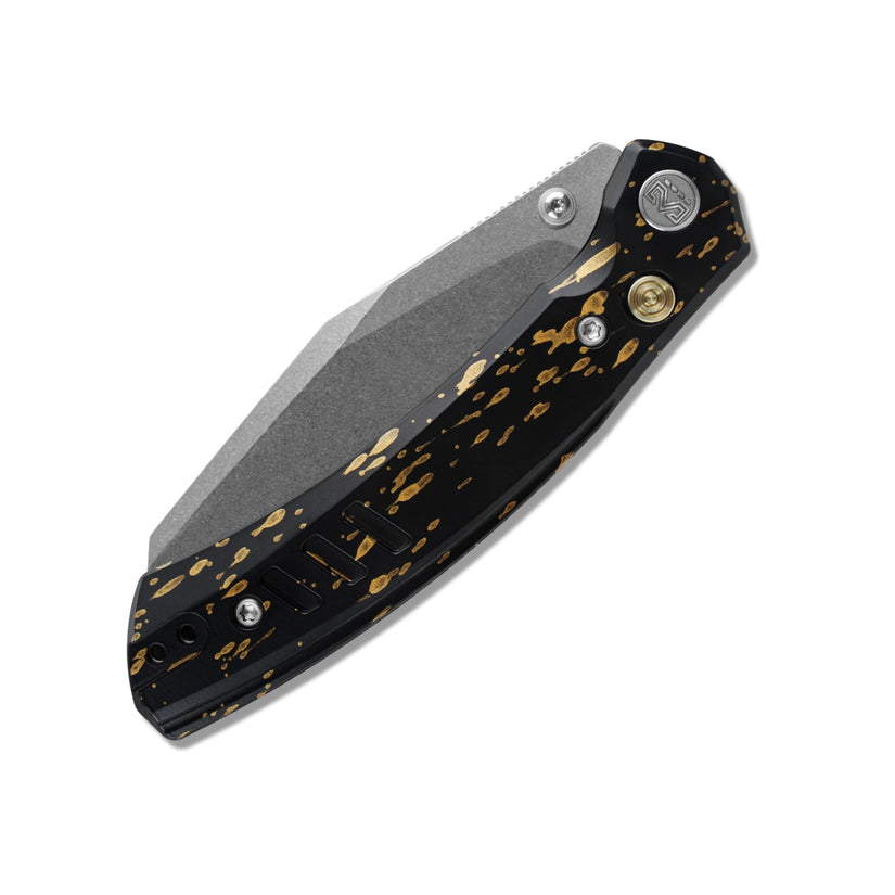 Miguron Karok - 3.4" Stonewashed D2, Black Aluminium Handle