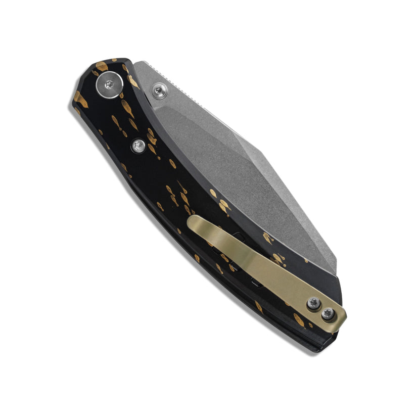 Miguron Karok - 3.4" Stonewashed D2, Black Aluminium Handle