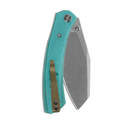 Miguron Karok - 3.4" Stonewashed D2, Blue G10 Handle