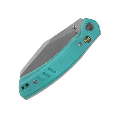 Miguron Karok - 3.4" Stonewashed D2, Blue G10 Handle