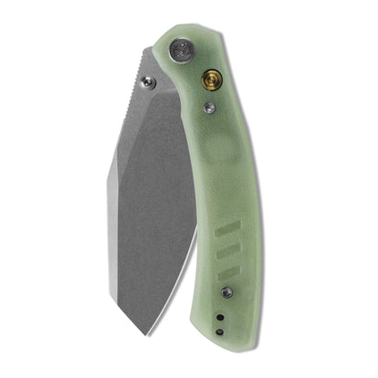 Miguron Karok - 3.4" Stonewashed D2, Glow-in-the-dark Jade G10 Handle