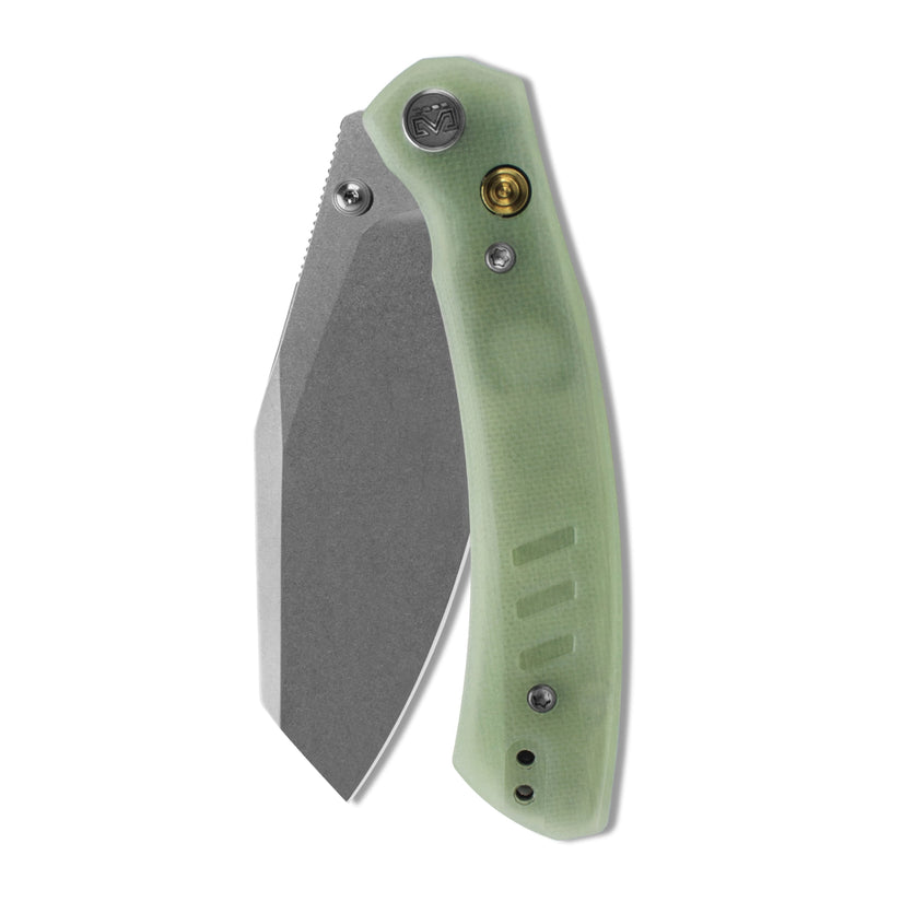 Miguron Karok - 3.4" Stonewashed D2, Glow-in-the-dark Jade G10 Handle