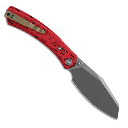 Miguron Karok - 3.4" Stonewashed D2, Red Aluminium Handle
