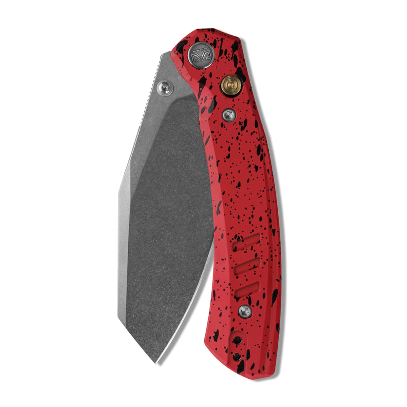 Miguron Karok - 3.4" Stonewashed D2, Red Aluminium Handle