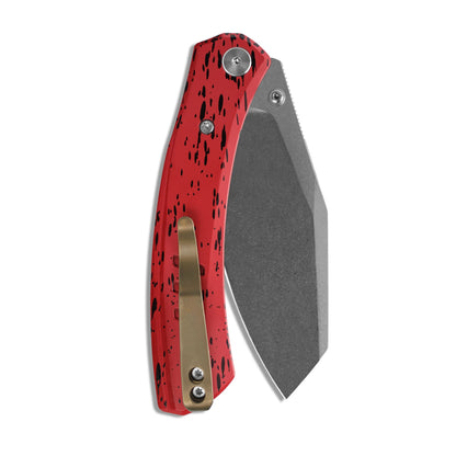 Miguron Karok - 3.4" Stonewashed D2, Red Aluminium Handle