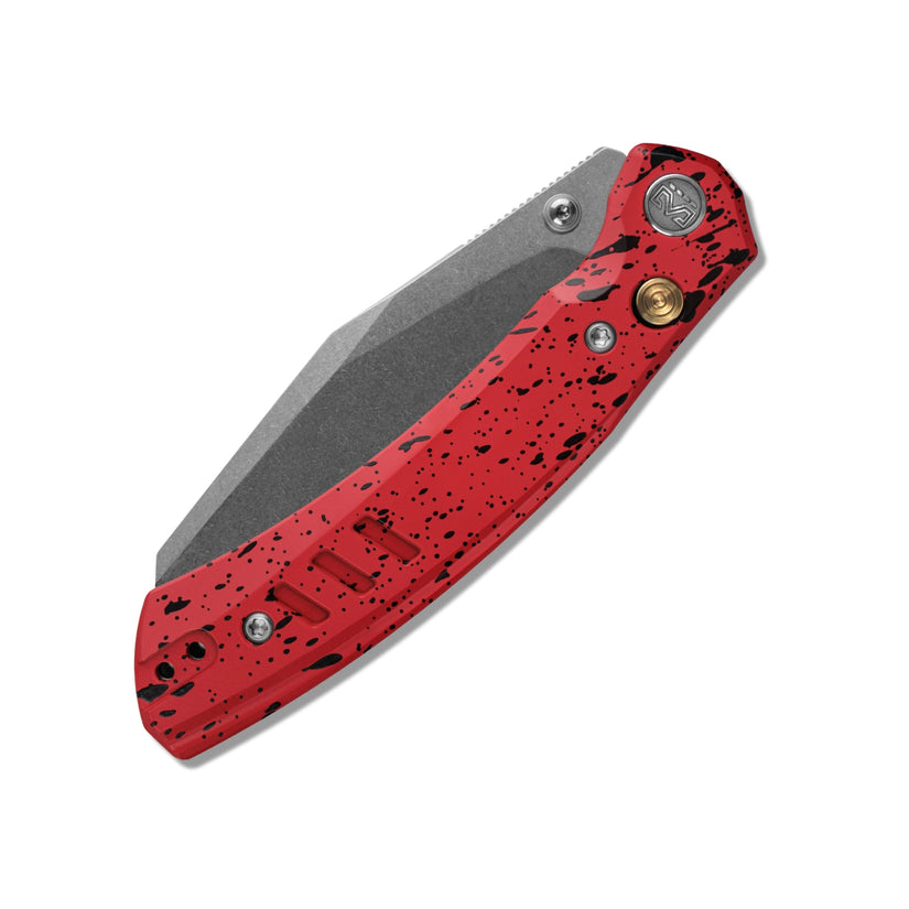 Miguron Karok - 3.4" Stonewashed D2, Red Aluminium Handle