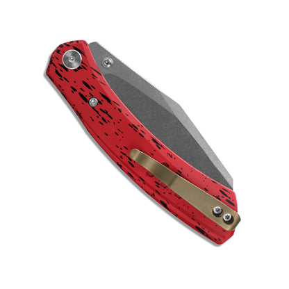 Miguron Karok - 3.4" Stonewashed D2, Red Aluminium Handle