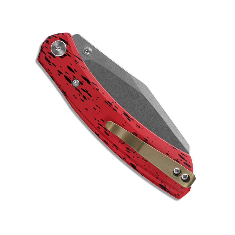 Miguron Karok - 3.4" Stonewashed D2, Red Aluminium Handle
