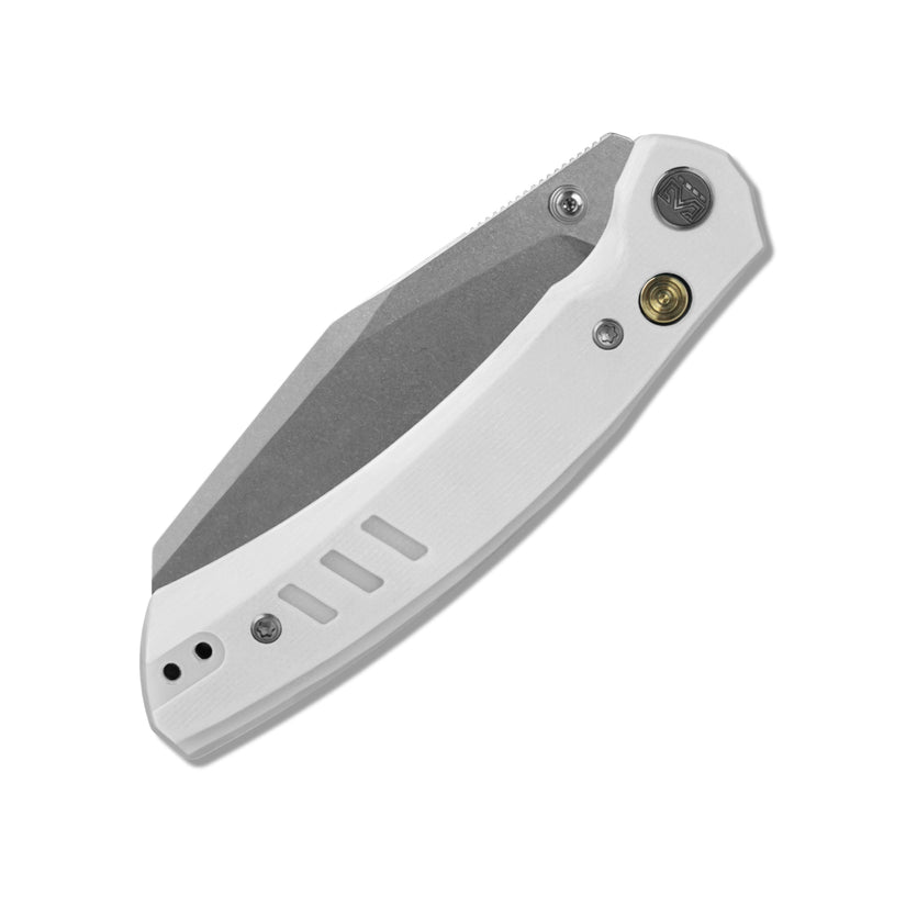 Miguron Karok - 3.4" Stonewashed D2, White G10 Handle