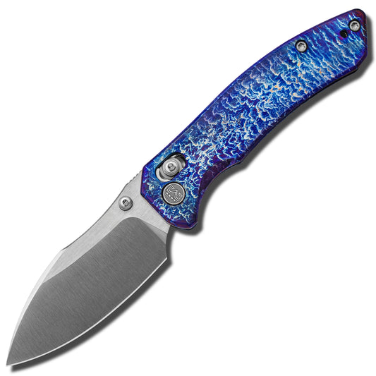 Miguron Norsa - 3.07" Elmax Satin Blade, Lightning Anodised Titanium Handle