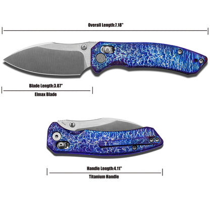 Miguron Norsa - 3.07" Elmax Satin Blade, Lightning Anodised Titanium Handle