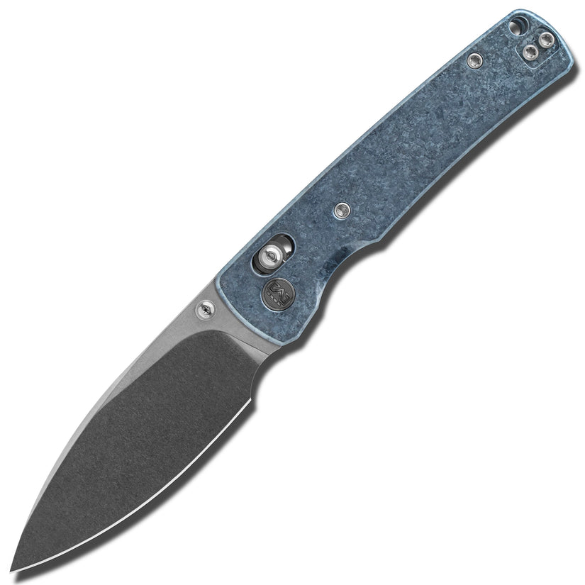 Miguron Vakor - 3.19" M390 Stonewash Blade, Blue Crystal Titanium Handle