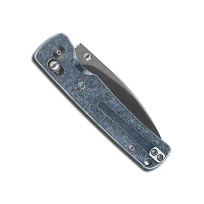 Miguron Vakor - 3.19" M390 Stonewash Blade, Blue Crystal Titanium Handle