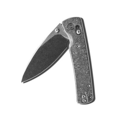 Miguron Vakor - 3.19" M390 Stonewash Blade, Silver Crystal Titanium Handle