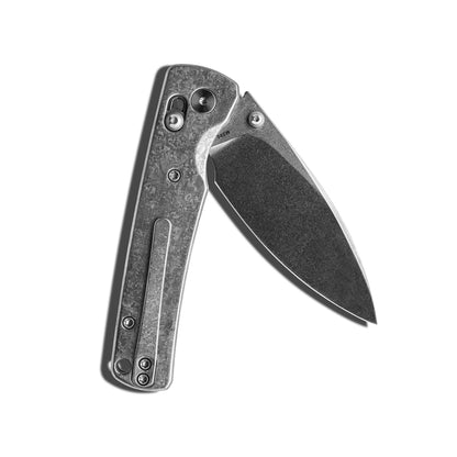 Miguron Vakor - 3.19" M390 Stonewash Blade, Silver Crystal Titanium Handle