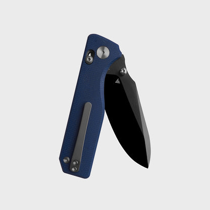 Miguron Vane II - 3.25" M390 DLC Satin Blade, Blue Micarta Handle