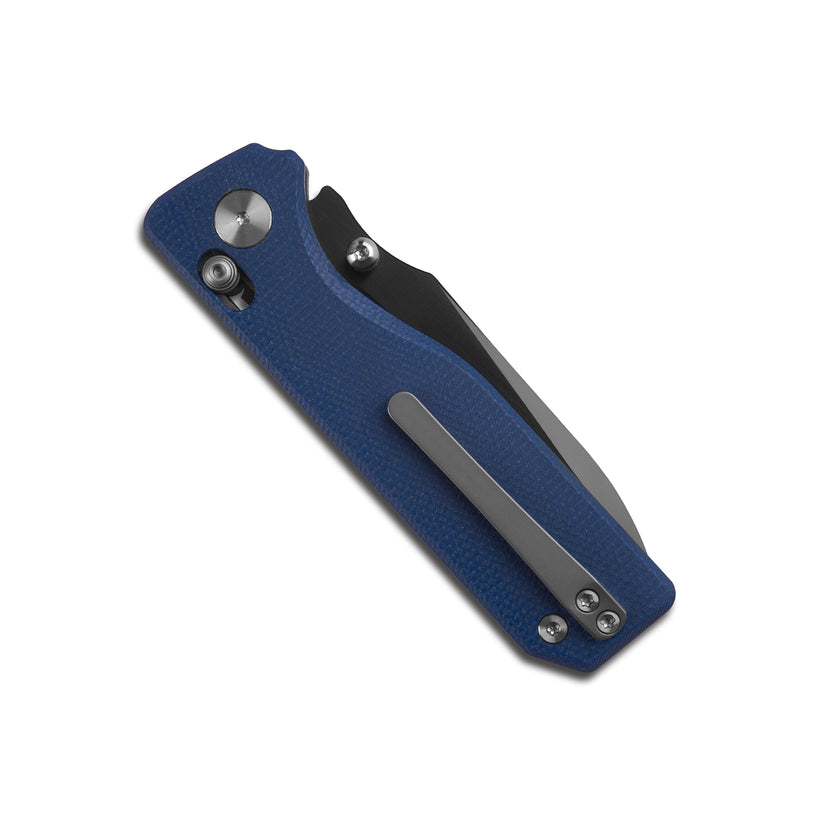 Miguron Vane II - 3.25" M390 DLC Satin Blade, Blue Micarta Handle