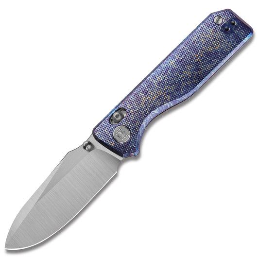 Miguron Vane II - 3.25" M390 Hand Ground Rubbed Satin Blade, Lightning Titanium Handle