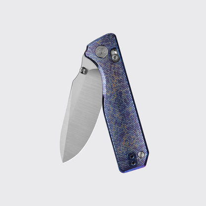 Miguron Vane II - 3.25" M390 Hand Ground Rubbed Satin Blade, Lightning Titanium Handle