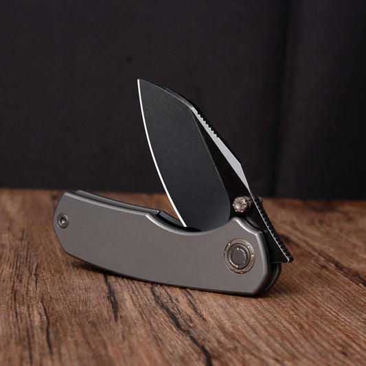 Olitans Mini Ti-Mastiff T074 - 2.36" Black PVD Stonewashed M390 Blade, Titanium Handle