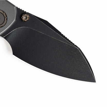 Olitans Mini Ti-Mastiff T074 - 2.36" Black PVD Stonewashed M390 Blade, Titanium Handle