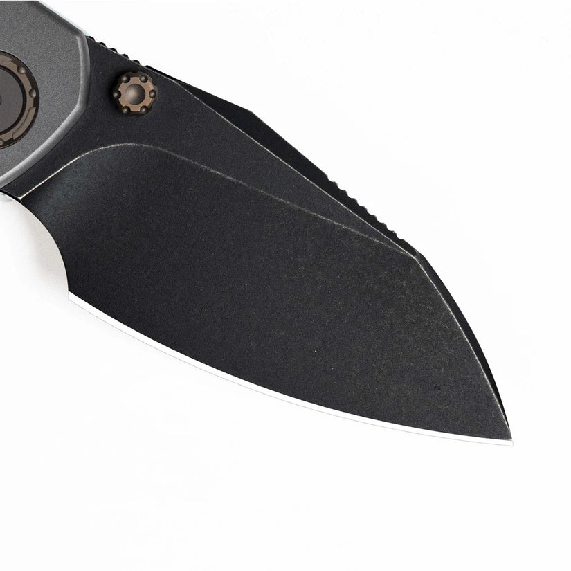 Olitans Mini Ti-Mastiff T074 - 2.36" Black PVD Stonewashed M390 Blade, Titanium Handle