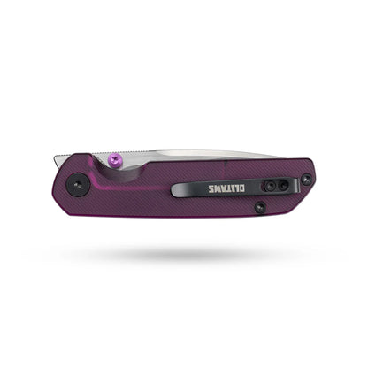 Olitans Lemon Shark G071 - 3.27" 10Cr15Mov Stonewashed Blade, Purple Acrylic Handle