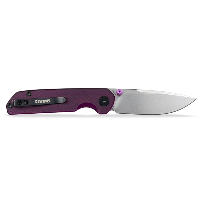 Olitans Lemon Shark G071 - 3.27" 10Cr15Mov Stonewashed Blade, Purple Acrylic Handle