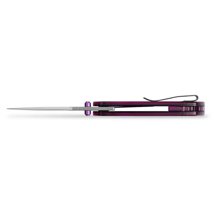 Olitans Lemon Shark G071 - 3.27" 10Cr15Mov Stonewashed Blade, Purple Acrylic Handle